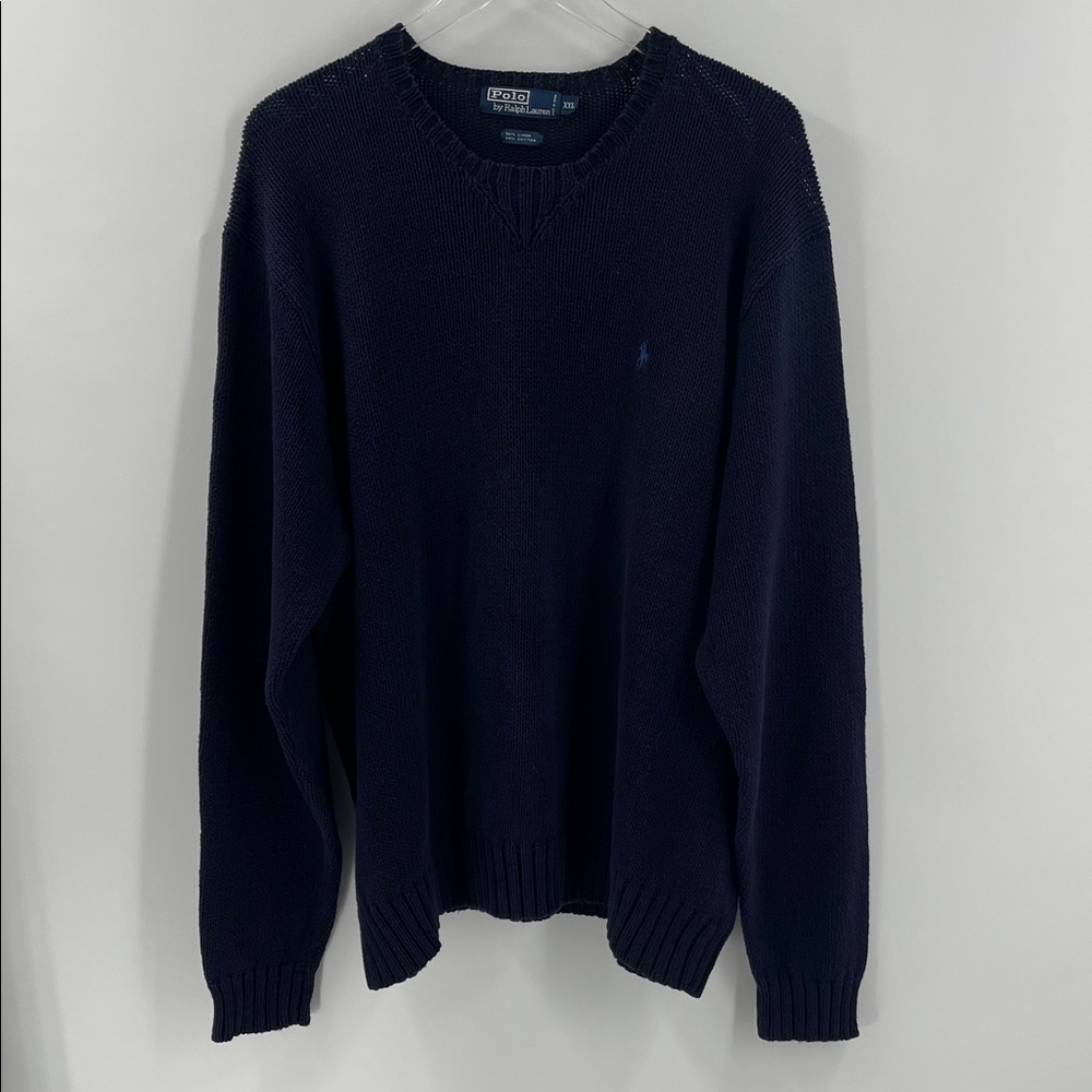 Polo by Ralph Lauren Men's Navy Blue Sweater Crewneck Linen Cotton Pullover XXL